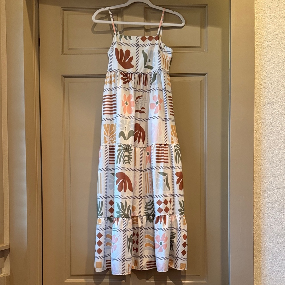 SHEIN Maxi Casual Dress with Floral Patchwork - Multicolor